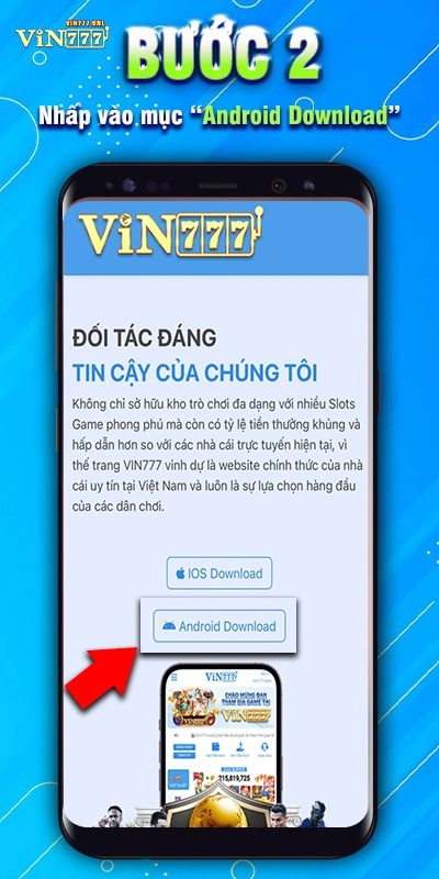 Tải App VIN777 cho Android bước 2