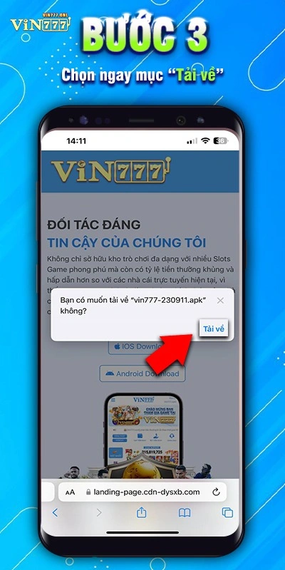 Tải App VIN777 cho Android bước 3
